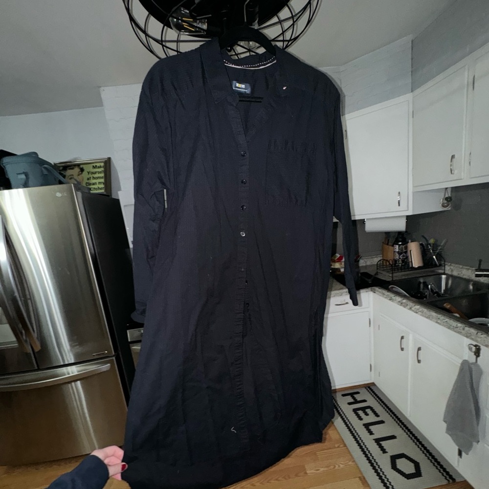 Anthropologie Navy Blue Button Down Dress